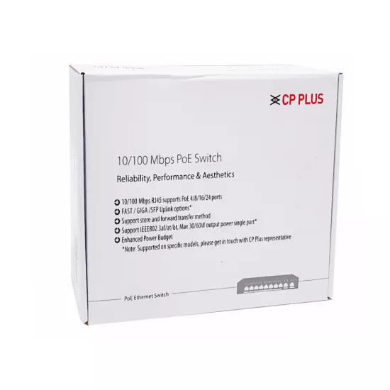 CP-Plus Poe Switch 8 Port (8 FE + 2 FE Port) CP-SAVW-HPU8H2-96