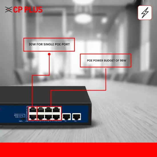 CP-Plus Poe Switch 8 Port (8 FE + 2 FE Port) CP-SAVW-HPU8H2-96 - Image 4
