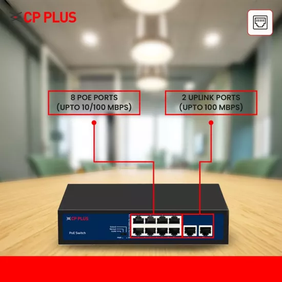 CP-Plus Poe Switch 8 Port (8 FE + 2 FE Port) CP-SAVW-HPU8H2-96 - Image 5