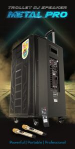 ZEBRONICS Metal Pro Powerful DJ Trolley Speaker with UHF Wireless Mic, Karaoke, TWS, 150W RMS Output, Built-in Rechargeable Battery, 15" Driver, 2X USB Input & Remote Control, Black