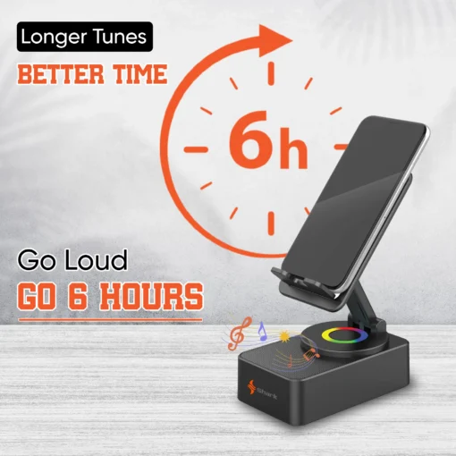 SHARK Ninja Portable Speaker-Cum-Mobile Stand with Rotating 360-degree | Dazzling RGB Lights | 20W Output, USB Input | 6-Hours Big Playback Time |Built-in Mic for Hands-Free Calls| 6 Months Warranty - Image 5