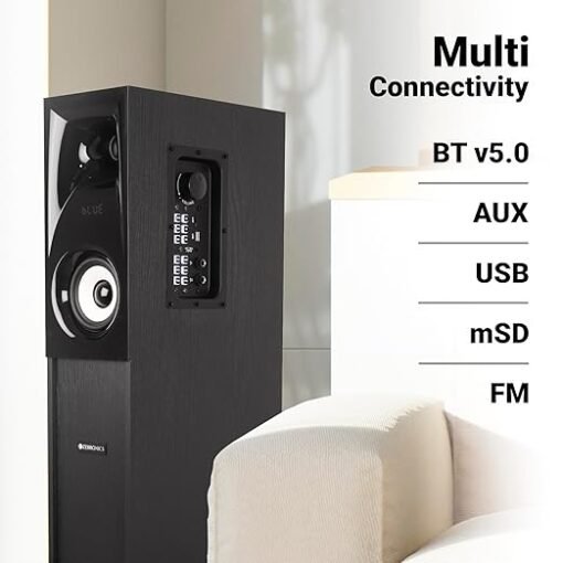 Zebronics Hammer Dual Tower Speaker with Powerful 160W RMS Output, Deep Bass, 10" Subwoofers, 2X Wireless mic, Karaoke, Bluetooth 5.0, LED Display, Remote Control, FM Radio & Glossy Finish (Black) - Image 4