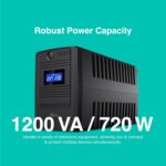 FINGERS FR-1250LCD Line Interactive UPS (High Power Capacity 1200 VA / 720 W, 33% Faster Recharge, Multi-Function Real-time LCD Display) - Image 3