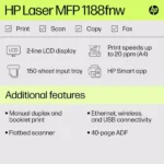 HP Laser Printer MFP 1188FNW A4 Print|Scan|Copy|Wi-Fi|ADF|Lan|FAX - Image 5