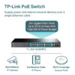 TP-Link 28 Port Gigabit Easy Smart PoE+ Switch (24 GE + 2 GE + 2 SFP Port) SG-1428PE