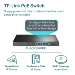 TP-Link 18 Port Gigabit Easy Smart PoE+ Switch (16 GE + 2 GE + 2 GE SFP Port) SG-1218MPE - Image 4