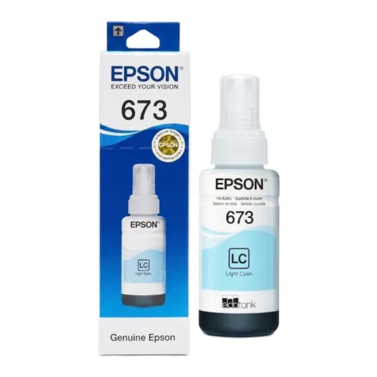 673 Light Cyan (2)-550x550 Epson 673 Light Cyan Genuine Inkjet Ink Bottle 70ml - Image 1