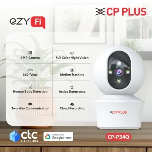CP-Plus Wifi PT Camera 3MP Night Color with Two Way Talk (EZ-P34Q) - Image 2