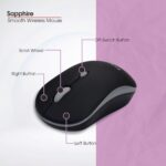 Zebion Sapphire Lightweight Wireless Optical Mouse with 2.4 Ghz, 800/1200/1600 Adjustable DPI and Optical Sensor, Silent Switch, AA Battery Included, Nano Receiver (Black) - Image 3