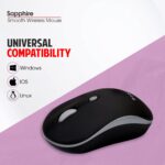Zebion Sapphire Lightweight Wireless Optical Mouse with 2.4 Ghz, 800/1200/1600 Adjustable DPI and Optical Sensor, Silent Switch, AA Battery Included, Nano Receiver (Black) - Image 5