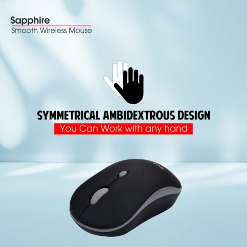 Zebion Sapphire Lightweight Wireless Optical Mouse with 2.4 Ghz, 800/1200/1600 Adjustable DPI and Optical Sensor, Silent Switch, AA Battery Included, Nano Receiver (Black) - Image 7