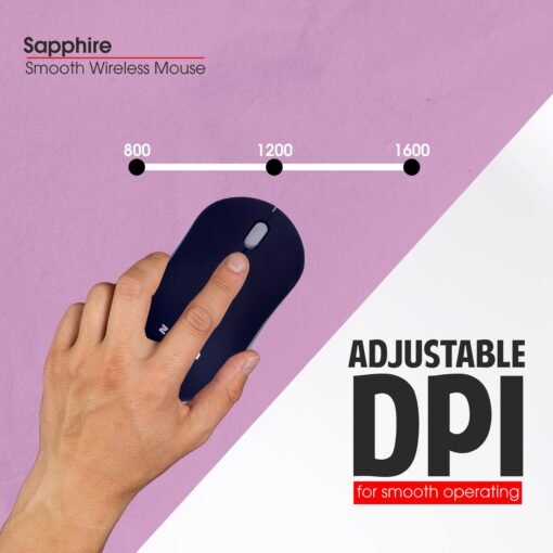 Zebion Sapphire Lightweight Wireless Optical Mouse with 2.4 Ghz, 800/1200/1600 Adjustable DPI and Optical Sensor, Silent Switch, AA Battery Included, Nano Receiver (Black) - Image 8